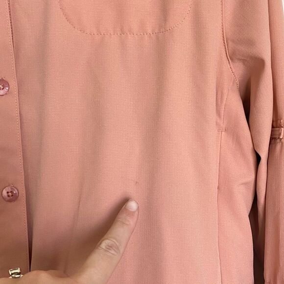 REI Saraha Travel Hiking Shirt with Multiple Zippered Pockets Salmon Size Large - Picture 4 of 10